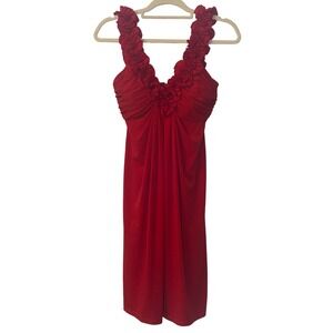 Maggy London Cocktail Dress Ruffle Sleeves Party‎ Dress Red Size 8